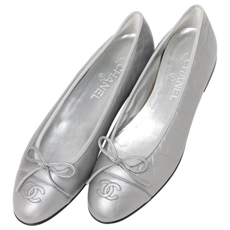 silver chanel ballet flats|chanel ballet flats cost.